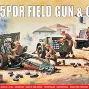 1/76 Scale: WWII British 25 Pounder Field Gun with Quad and Limber